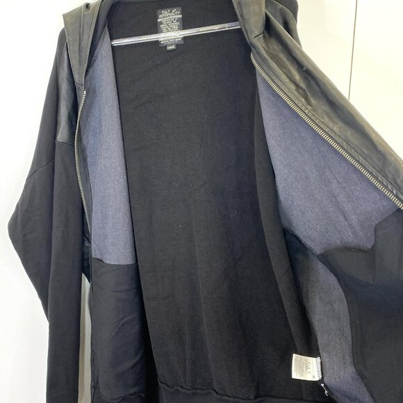 Cult Of Individuality Hoodie Full Zip Jacket Mens Size Large Black Faux Leather - Picture 5 of 5